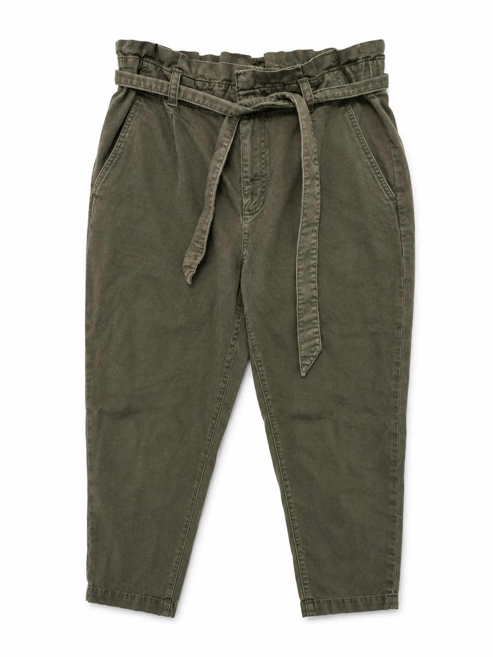 LOFT Olive Green Paperbag Waist Tie Pants Size 8P Petite